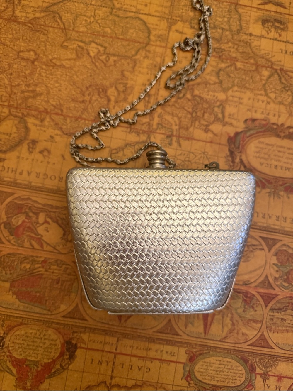 Silver Woven Texture Evening Crossbody Bag